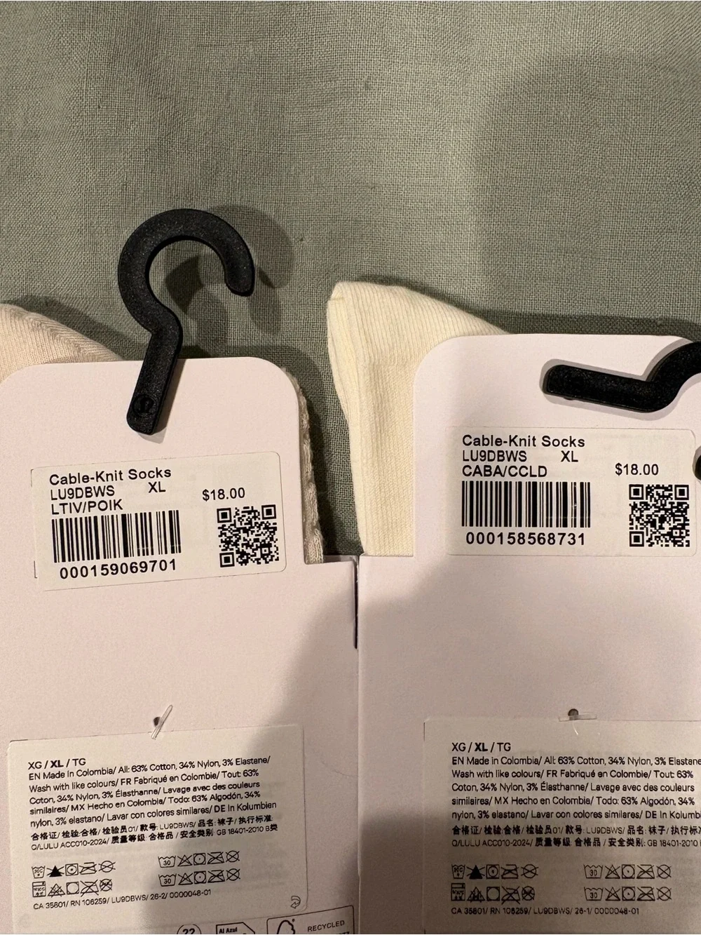 Lululemon Cable-Knit Socks Bundle of 2
